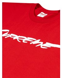 T-shirt à col rond imprimé rouge et blanc Supreme