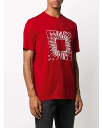 T-shirt à col rond imprimé rouge et blanc Z Zegna