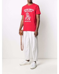 T-shirt à col rond imprimé rouge et blanc Harmony Paris