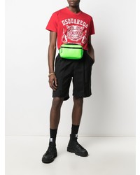 T-shirt à col rond imprimé rouge et blanc DSQUARED2