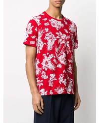 T-shirt à col rond imprimé rouge et blanc Polo Ralph Lauren