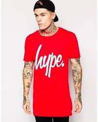 T-shirt à col rond imprimé rouge et blanc Hype