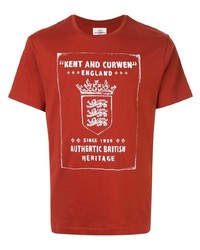 T-shirt à col rond imprimé rouge et blanc Kent & Curwen