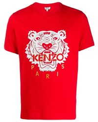 T-shirt à col rond imprimé rouge et blanc Kenzo