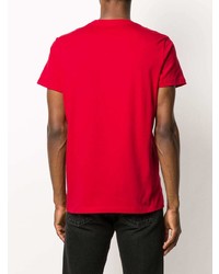 T-shirt à col rond imprimé rouge et blanc Balmain