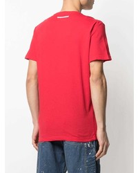 T-shirt à col rond imprimé rouge et blanc DSQUARED2