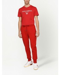T-shirt à col rond imprimé rouge et blanc Dolce & Gabbana