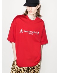 T-shirt à col rond imprimé rouge et blanc Mastermind Japan