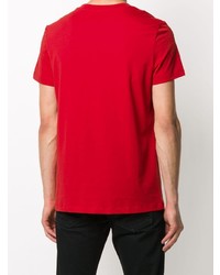 T-shirt à col rond imprimé rouge et blanc Balmain