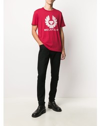 T-shirt à col rond imprimé rouge et blanc Belstaff