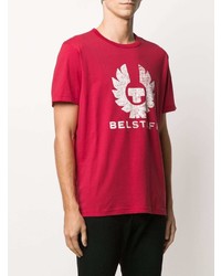 T-shirt à col rond imprimé rouge et blanc Belstaff