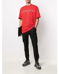 T-shirt à col rond imprimé rouge et blanc Ih Nom Uh Nit