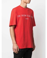 T-shirt à col rond imprimé rouge et blanc Ih Nom Uh Nit