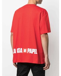 T-shirt à col rond imprimé rouge et blanc Ih Nom Uh Nit