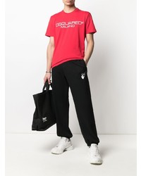 T-shirt à col rond imprimé rouge et blanc DSQUARED2