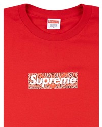 T-shirt à col rond imprimé rouge et blanc Supreme