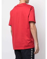 T-shirt à col rond imprimé rouge et blanc Moncler