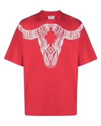 T-shirt à col rond imprimé rouge et blanc Marcelo Burlon County of Milan