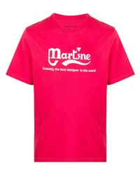 T-shirt à col rond imprimé rouge et blanc Martine Rose
