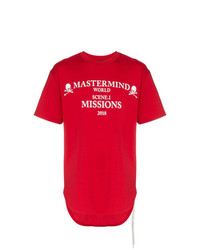 T-shirt à col rond imprimé rouge et blanc Mastermind Japan