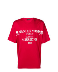 T-shirt à col rond imprimé rouge et blanc Mastermind World