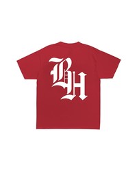 T-shirt à col rond imprimé rouge et blanc Brockhampton