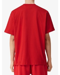 T-shirt à col rond imprimé rouge et blanc Burberry