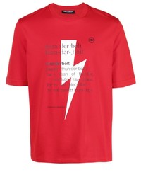 T-shirt à col rond imprimé rouge et blanc Neil Barrett