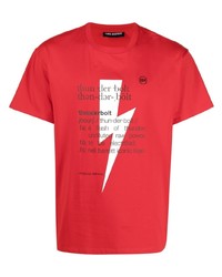 T-shirt à col rond imprimé rouge et blanc Neil Barrett