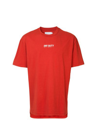T-shirt à col rond imprimé rouge et blanc Off Duty