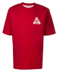 T-shirt à col rond imprimé rouge et blanc Palace