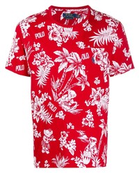 T-shirt à col rond imprimé rouge et blanc Polo Ralph Lauren