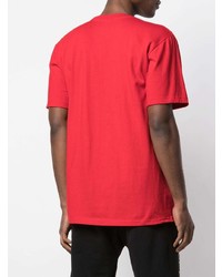 T-shirt à col rond imprimé rouge et blanc Supreme