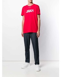 T-shirt à col rond imprimé rouge et blanc Karl Lagerfeld