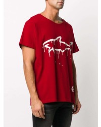 T-shirt à col rond imprimé rouge et blanc Greg Lauren X Paul & Shark