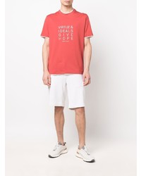 T-shirt à col rond imprimé rouge et blanc Brunello Cucinelli