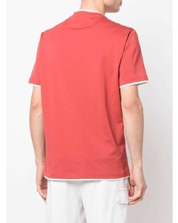 T-shirt à col rond imprimé rouge et blanc Brunello Cucinelli