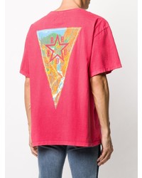 T-shirt à col rond imprimé rouge et blanc Rhude