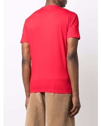 T-shirt à col rond imprimé rouge et blanc DSQUARED2