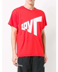 T-shirt à col rond imprimé rouge et blanc Gosha Rubchinskiy