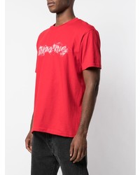 T-shirt à col rond imprimé rouge et blanc Supreme