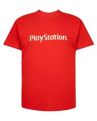 T-shirt à col rond imprimé rouge et blanc Travis Scott