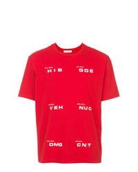 T-shirt à col rond imprimé rouge et blanc Undercover