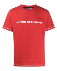 T-shirt à col rond imprimé rouge et blanc United Standard