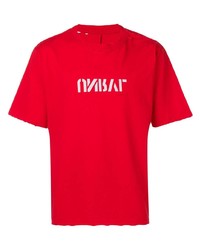 T-shirt à col rond imprimé rouge et blanc Unravel Project
