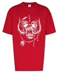 T-shirt à col rond imprimé rouge et blanc Vetements