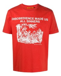 T-shirt à col rond imprimé rouge et blanc Vyner Articles