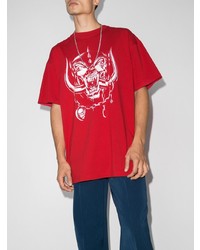 T-shirt à col rond imprimé rouge et blanc Vetements
