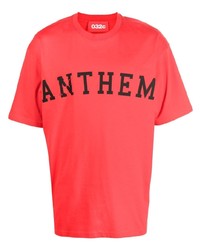 T-shirt à col rond imprimé rouge et noir 032c