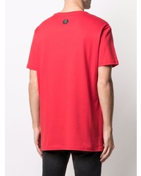 T-shirt à col rond imprimé rouge et noir Philipp Plein